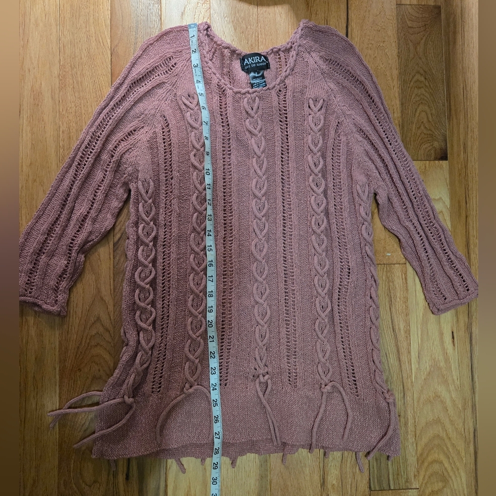 Akira Pink Cable Knit Sweater small nwot